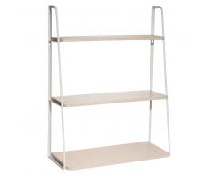 Repisa de pared de imitación a madera y metal blanco ELENA