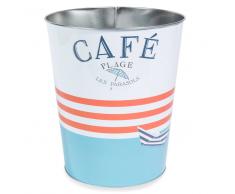Papelera de metal azul/rojo Al. 26 cm CAFÉ PLAGE