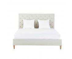 Cama de lino capitoné con somier de láminas 140 x 190 Chesterfield