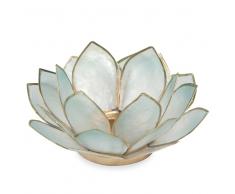 Candelabro nacarado de metal azul LOTUS