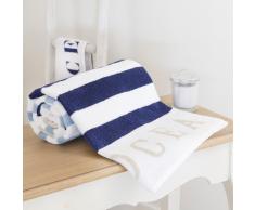 Toalla de baño azul de rayas de algodón 50 × 100 cm OCÉAN