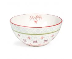 Ensaladera de loza roja y blanca COCOTTE