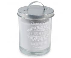 Vela perfumada flores blancas en tarro de cristal