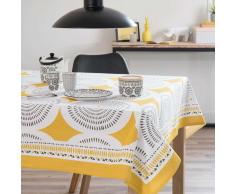 Mantel cuadrado de algodón amarillo/gris 170 x 170 cm HELICONIA