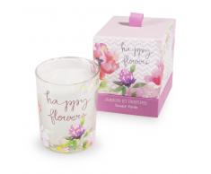 Vela perfumada aroma floral suave en vaso H 11 cm HAPPY