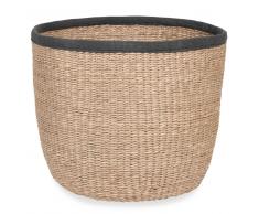 Cesta de fibra vegetal y tela antracita ESCALE