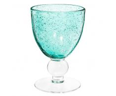 Copa de vino de cristal con burbujas azul turquesa MINT