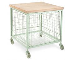 Mesa auxiliar con ruedas de metal verde L 36 cm GARDEN FACTORY