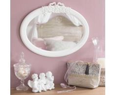 Espejo oval de madera blanca H 38 cm PRISTINE
