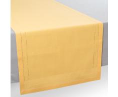 Camino de mesa de algodón amarillo mostaza L 150 cm
