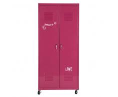 Guardarropa con ruedas de metal rosa L. 85 cm Loft