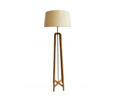 Lampara pie de madera con pantalla
