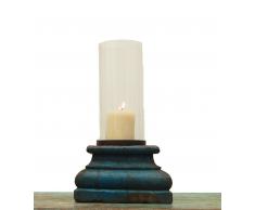 Candelabro de cristal con base de madera