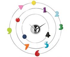 Premier Housewares - Reloj de pared (45 cm, analógico, números de cromo), multicolor