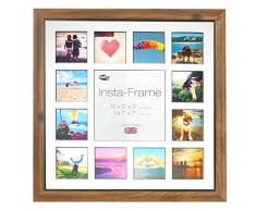 Inov8 16 x 40,64 cm Insta-Frame Marco para Instagram 13/de estampado a cuadros de fotos con paspartú blanco y negro con borde, 2 unidades, madera de teca