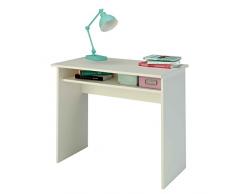 Samblo Sora - Escritorio de melanina con balda fija (disponible en varios colores) de 90 cm de ancho, color blanco