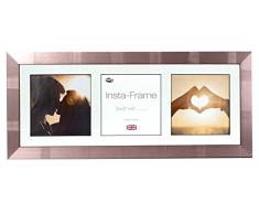 Inov8 21 x 20,32 cm Insta-Frame Marco para Instagram 3/de estampado a cuadros de fotos con paspartú blanco y blanco con borde, 2 unidades, plateado