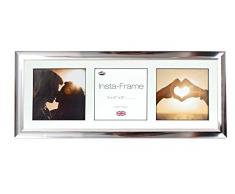 Inov8 21 x 20,32 cm Insta-Frame Marco para Instagram 3/de estampado a cuadros de fotos con paspartú blanco y blanco con borde, 2 unidades, acabado cromado