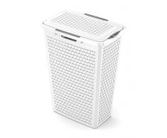 Sundis 4547001 Country Slim cesta para la ropa sucia de plástico blanco 43,5 x 28,3 x 57,5 cm