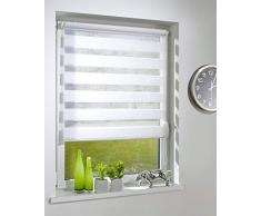 Deco Profi DUO-doble ciego con soporte de fijación con/de sujeción con cierre de persiana de/fijación, de fácil montaje sin necesidad de taladrar, de colour blanco, de diferentes anchos, tela, blanco, 65 x 160 cm