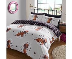 Dreamscene – lunares perro Animal Juego de cama de funda de edredón con fundas de almohada, multicolor, doble