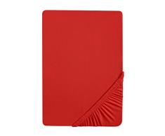 Biberna 77866/176/322 - Sábana bajera ajustable elástica, jersey 97% algodón y 3% elastano, ultrasuave e extensible, para una cama de 180x200 cm, hasta 200 x 220 cm, ideal para las camas de agua, color rojo