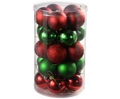 WeRChristmas - Juego de bolas para árbol de Navidad (25 unidades), color verde y rojo