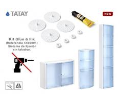 TATAY Glue & Fix Kit Armarios de Baño, Plástico y ABS, Blanco, 11x3x19.5 cm
