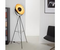 Briloner Leuchten 1380 – 015 a + + to S LED Lámpara de pie, 40 W, Vintage lámpara, metal, E27, Negro/Oro/Matt, 160 x 72.3 cm