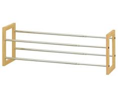 EHC extensible de dos niveles madera de pino Tubo cromado zapatero soporte organizador,