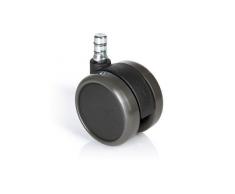 hjh OFFICE 619025 ruedas para suelo duro ROLO No-Noise 11 mm / 65 mm, especialmente silencioso, diámetro espiga 11 mm, borde de goma, para laminado, paquet, baldosas, protección del suelo, ruedan bien