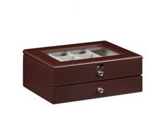 Relaxdays 10020418 _ 531 caja joyero, madera, caoba, 18 x 22 x 9 cm