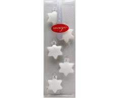 Inge Glas 15112K014 Just white-Mix - Adornos para árbol de Navidad (40 mm, 5 unidades), diseño de estrellas, color blanco