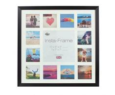 Inov8 16 x 40,64 cm Insta-Frame Marco para Instagram 13/de estampado a cuadros de fotos con paspartú blanco y blanco con borde, madera de fresno/con borde plateado
