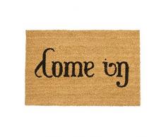 Relaxdays – – Felpudo (Fibra de coco ALFOMBRA puerta entrada Come In/Go Away doble sentido posavasos antideslizante goma PVC L x l 60 x 40 cm, Nature