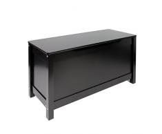 Cesto de almacenamiento WoodLuv Ottoman, baúl para juguetes, madera, negro.