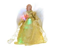 WeRChristmas – Figura decorativa de Navidad (30 cm de fibra óptica árbol de Navidad (30 cm, diseño de ángel con alas de pluma para, oro