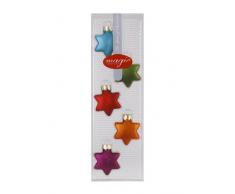 Inge-glas 15058K014 Mille Fiori Mix - Adornos para árbol de Navidad (40 mm, 5 unidades), diseño de estrellas, varios colores