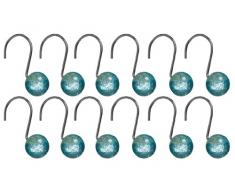 Premier Housewares - Enganches para cortina de ducha (resina, 12 unidades), color azul