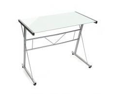 Versa 1033004 Mesa Ordenador Cristal Blanco 89x72x50 cm