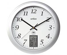 Unilux Instinct - Reloj de pared (AA, Acero inoxidable, Transparente, Acero inoxidable, Vidrio)