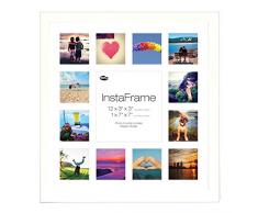 Inov8 16 x 40,64 cm Insta-Frame Marco de fotos de madera para Instagram 13/de estampado a cuadros de fotos con paspartú blanco y blanco con borde, 2 unidades, blanco