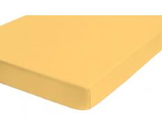 Biberna 2744/530/040 - Sábana bajera ajustable elástica, franela 100% algodón, ultrasuave e extensible, para una cama individual de 90 x 190 cm, hasta 100 x 200 cm, color amarillo