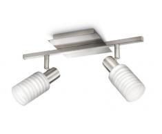 Philips myLiving Kauri - Barra de focos, 2 luces, metal, 12 W, 220 V, E14, color gris