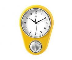 H&H Vaniglia Reloj de Pared, Plástico, Amarillo/Blanco