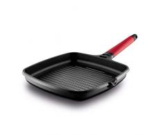 Castey Induction - Asador grill con rayas, 27 cm, color rojo