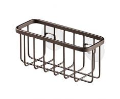 InterDesign - Gia - Canasto-organizador de lavabo con ventosas, para esponjas, estropajos, tapones de desagüe de fregadero - Bronce