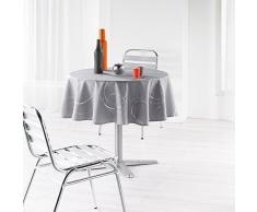 LHarmonie Du Décor - 1721574, Mantel Redondo , 180 Cm , Bully , Poliéster Estampado Plata , Gris