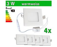 4 x funda utlrafina LEDVero Panel LED SMD 2835 3 W cuadrado de color blanco cálido de luz ultrafino para techo