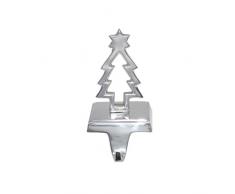 Insideretail 501887SIL-SGN1 - Colgador de calcetines de Navidad, diseño de árbol de Navidad con estrella, color plateado